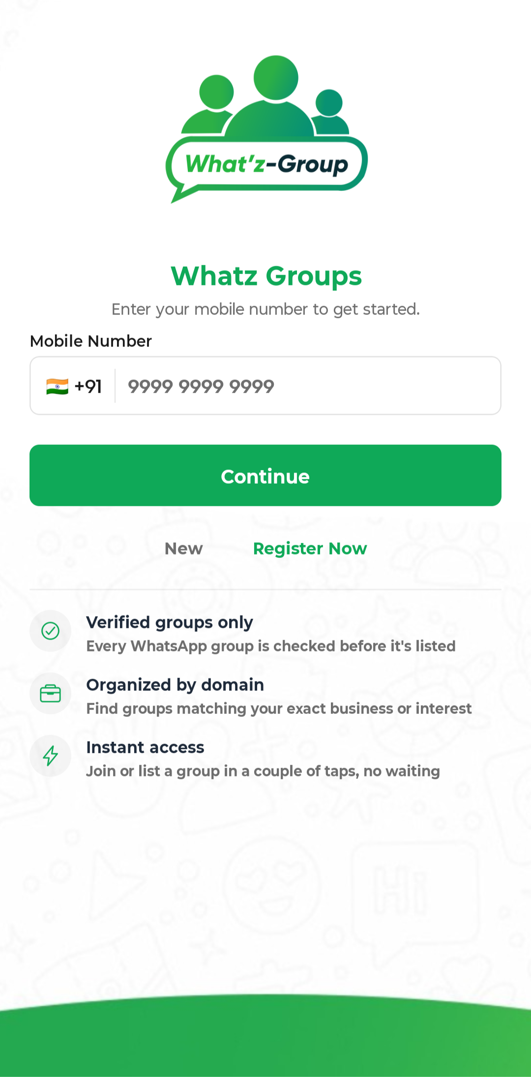 Group Details screen with a Join Group button
